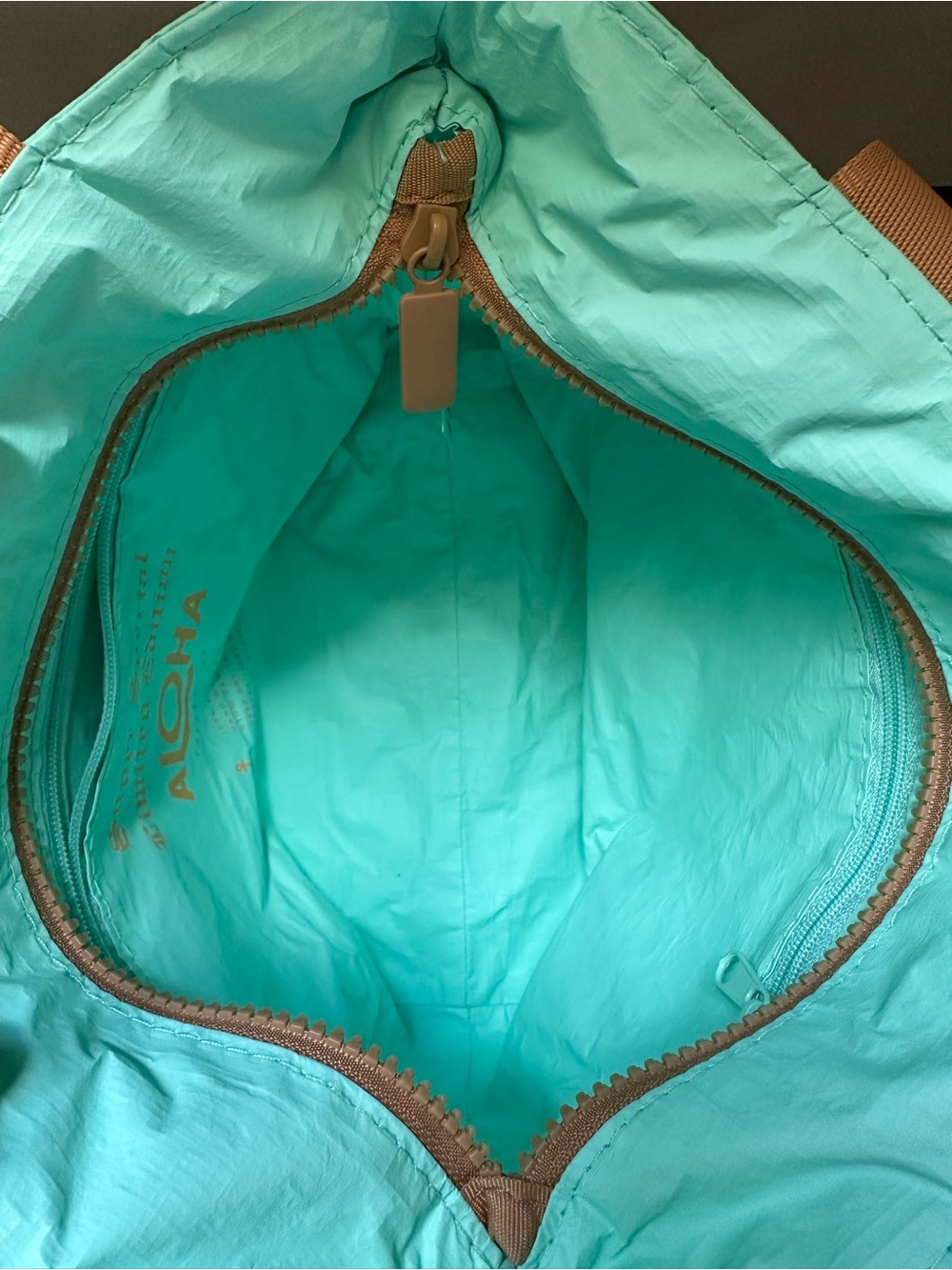 ALOHA Collection Turquoise Tote with Orange Floral Motif - Picture 8 of 13
